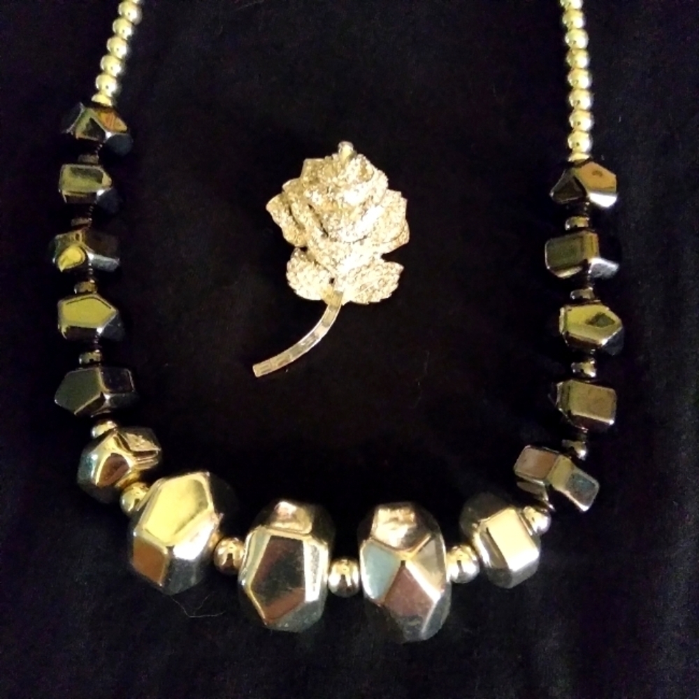Dana Buchman sparkly pin and necklace